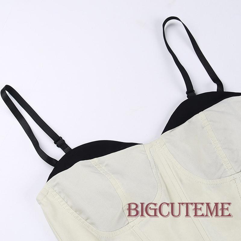 Áo Croptop Sát Nách Màu Sắc Tương Phản Thời Trang Mùa Hè Cho Nữ