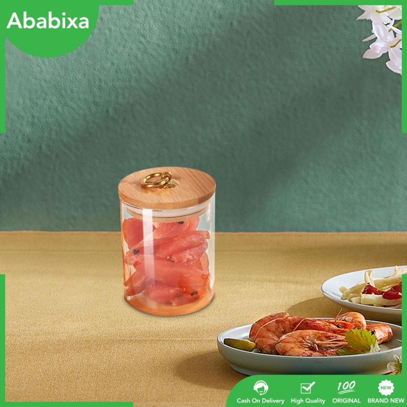 Hộp Thủy Tinh Rỗng Trong Suốt Có Nắp Gỗ Đựng Thực Phẩm Tiện Dụng