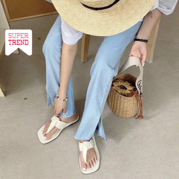 Dép Xỏ Ngón Đế Bằng Màu Trơn Đơn Giản Phong Cách Hàn Quốc Thời Trang Mới 2023 Ulzzang