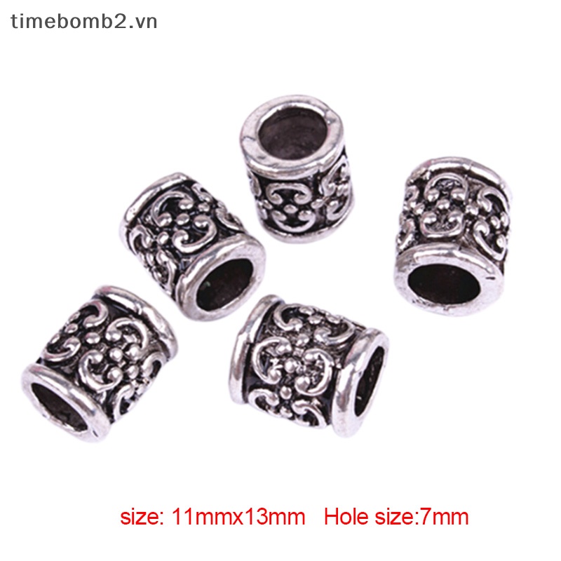 {Timebomb} Set 5 Dây Buộc Tóc Bện Hạt Cườm Bằng Hợp Kim Viking Cổ Điển Mới