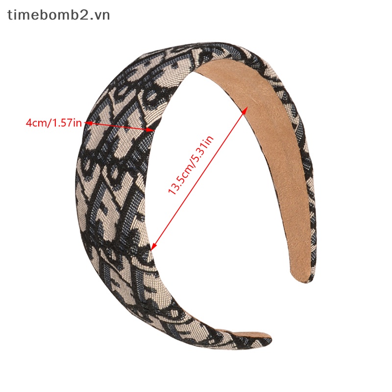 Băng Đô Cài Tóc Bản Rộng Thêu Họa Tiết Phong Cách Vintage Cho Nữ