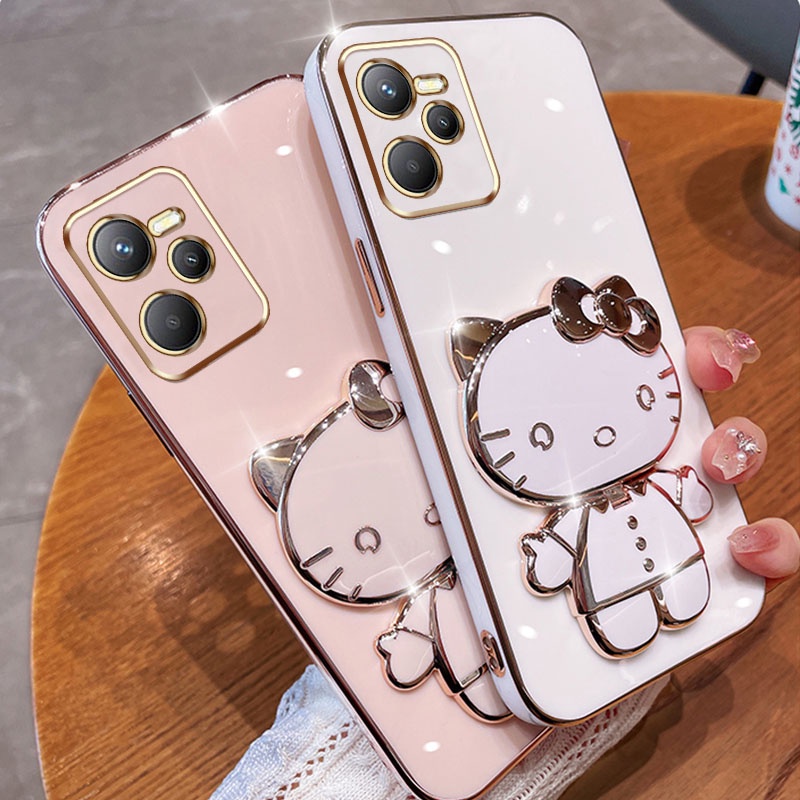 Ốp Điện Thoại Mềm Có Gương Trang Điểm Đa Năng Hình Mèo Kitty Cho OPPO Realme C35 Narzo 50A Prime 4G Realme C33 C31 C55 C30