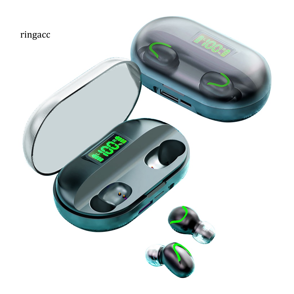 Tai Nghe Nhét Tai Bluetooth 5.0 Không Dây RGA T2 Âm Thanh Nổi Giảm Tiếng Ồn Có Đèn LED Chất Lượng Cao