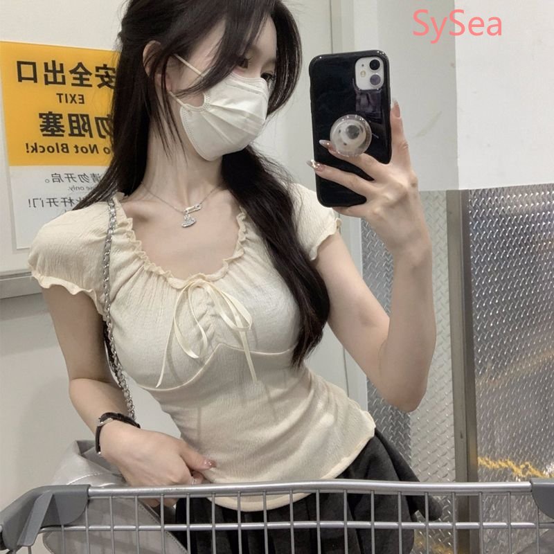 Áo Kiểu Xếp Ly Thắt Nơ Xinh Xắn Thời Trang Mùa Hè Cho Nữ