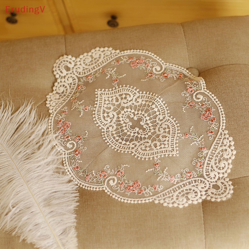 1 Tấm Lót Bàn Ăn Bằng Vải Ren Thêu Họa Tiết Phong Cách Châu Âu Sang Trọng