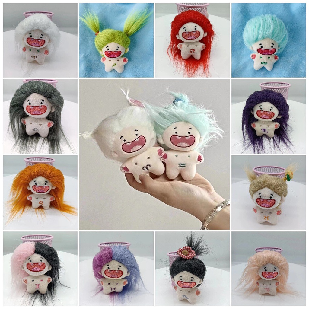 Búp Bê Nhồi Bông Cotton 10cm Hình Cung Hoàng Đạo Tóc Chiên Dễ Thương Vui Nhộn Làm Quà Tặng Sinh Nhật