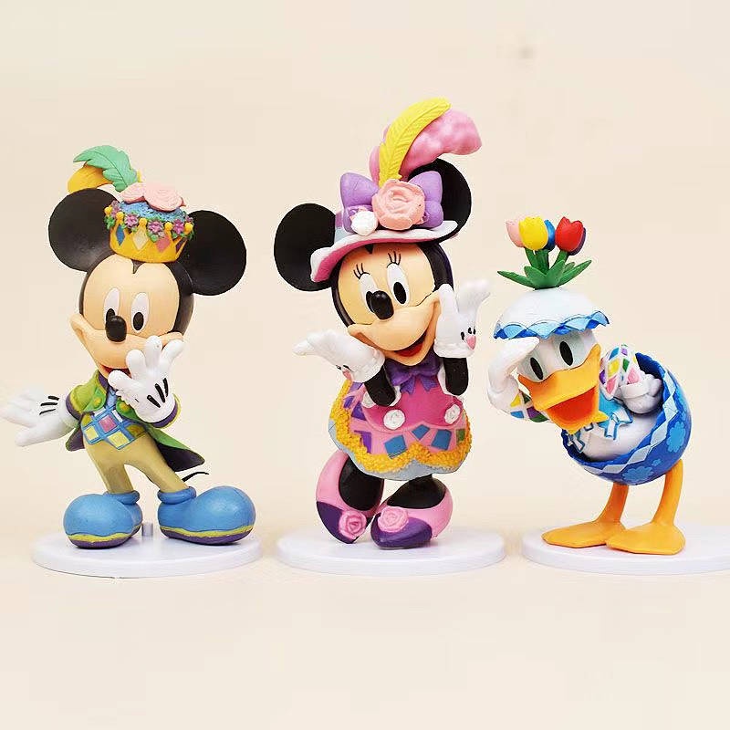 Disney Q Version Mickey Minnie Donald Duck White Wedding Dress Wedding Cake Ornaments Handmade Toy Model HPjm