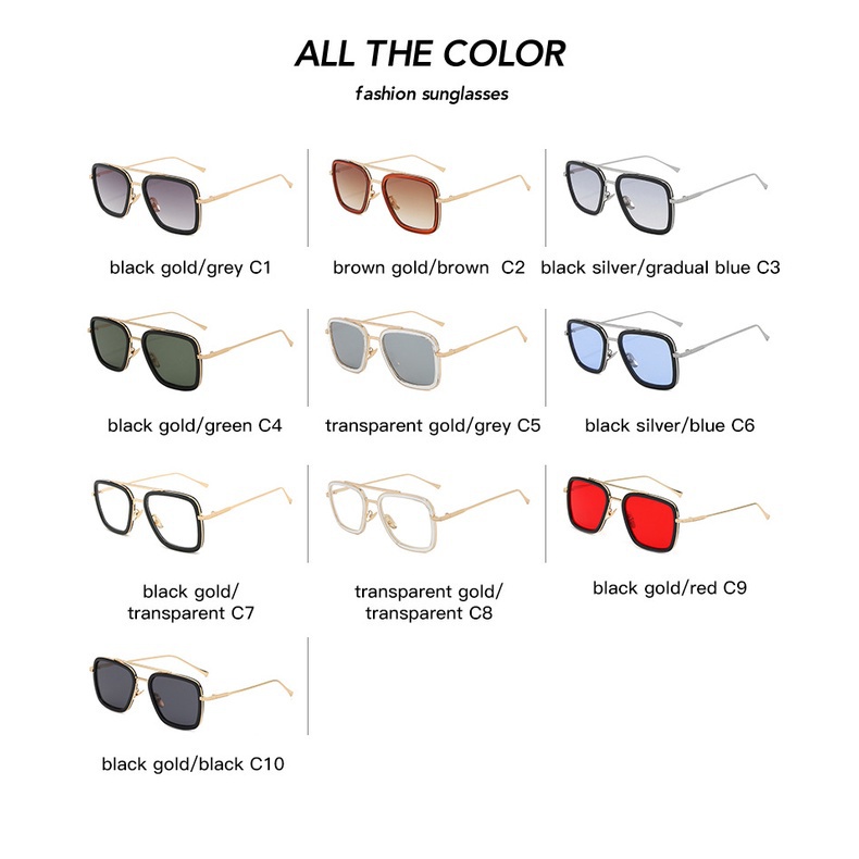 Kính Mát Gọng Vuông Kim Loại Chống Tia UV400 Phong Cách Cổ Điển Sang Trọng Dành Cho Nam