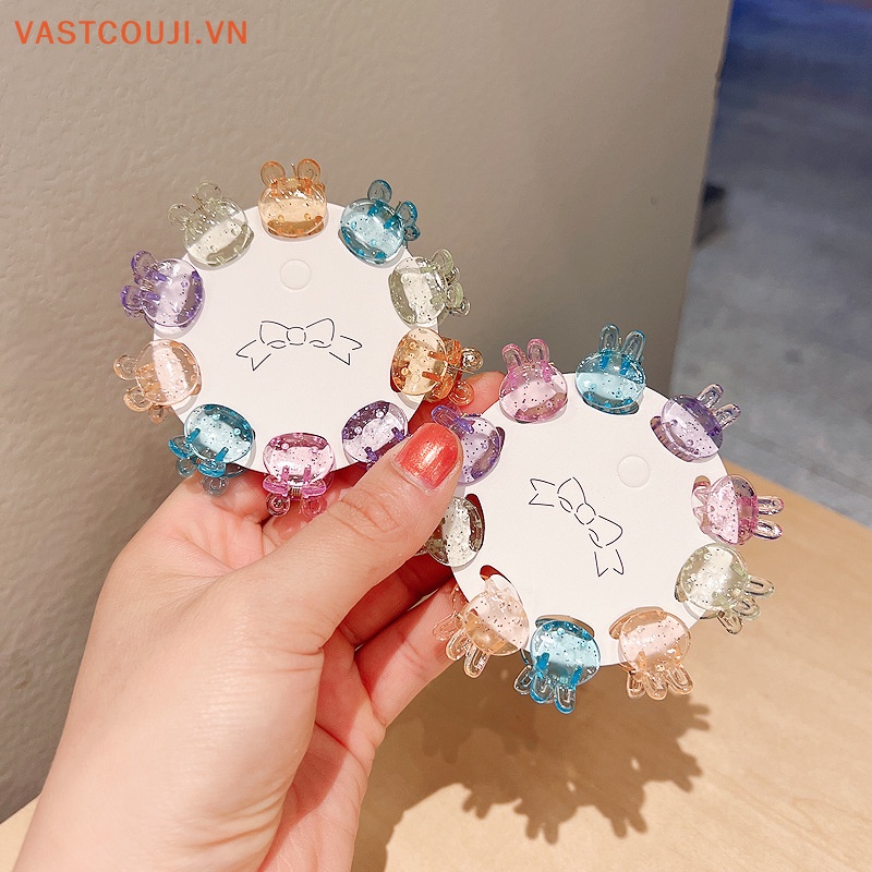 Kẹp Tóc Mini Bằng Nhựa Trong Suốt Hình Gấu / Thỏ Dễ Thương Cho Nữ