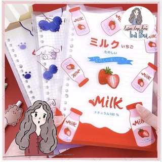 Sổ còng nhựa nhiều lỗ A5, B5 dễ thương binder chống nước có ngăn đựng stickers