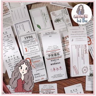 (Có mix) Tệp 50 tờ ticket trang trí kiểu cổ điển vintage dùng để trang trí