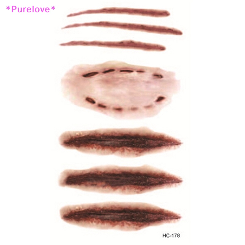 Bộ 2 Hình Xăm Dán Tạm Thời Chống Thấm Nước Hình Vết Thương Vết Thương Máu Trang Trí Halloween Mới