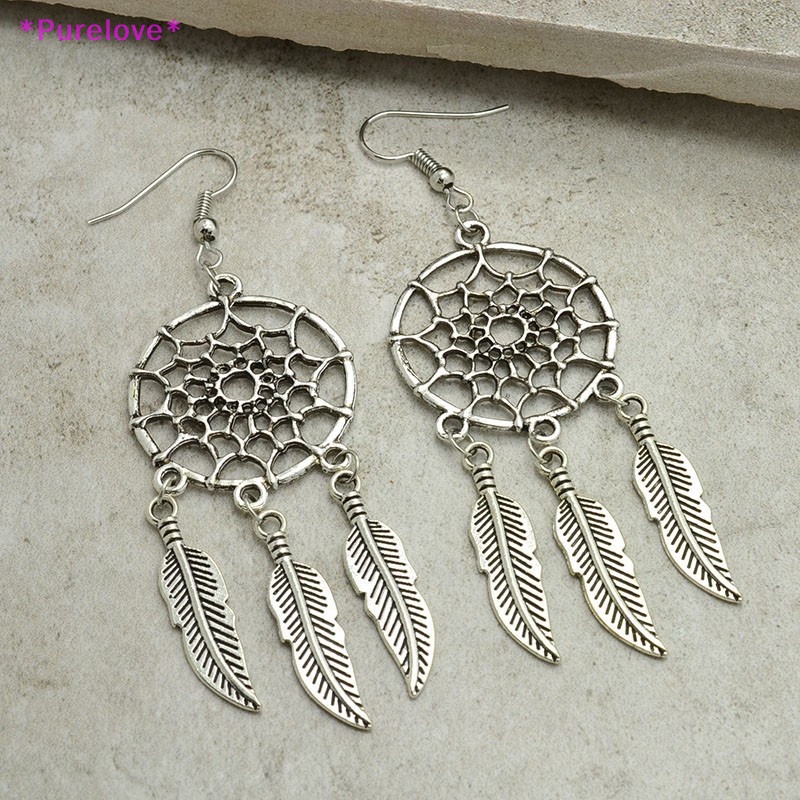 Bông Tai Mạ Bạc Hình Lưới Bắt Giấc Mơ Thời Trang Vintage Mới