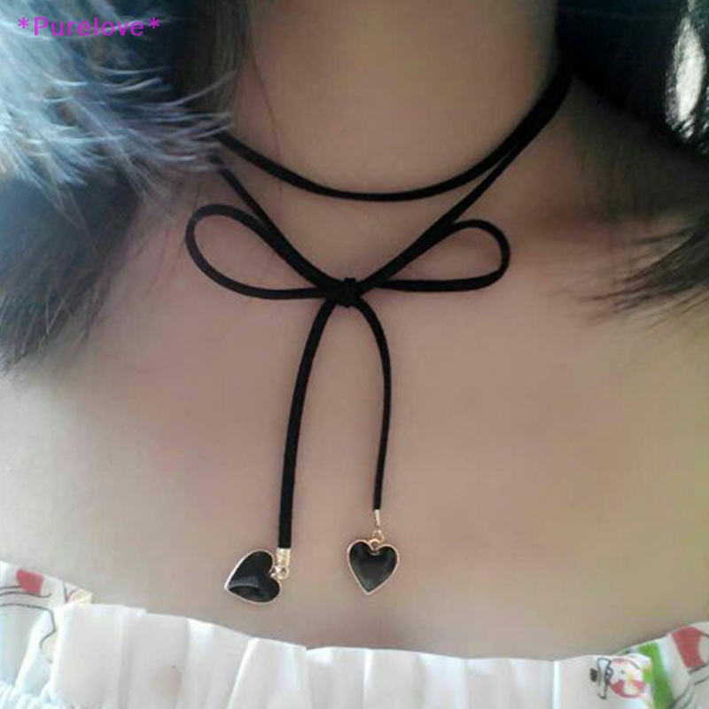 Vòng Cổ Choker Mặt Hình Trái Tim Thắt Nơ Phong Cách Hàn Quốc Thời Trang Dành Cho Nữ Mới