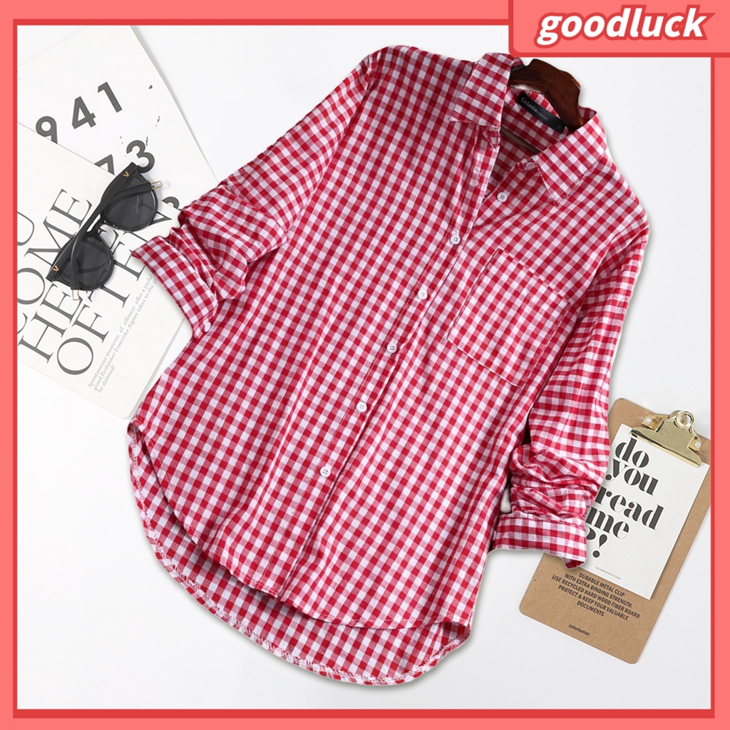 [ULK] Áo Sơ Mi Tay Dài Cổ Bẻ In Họa Tiết Kẻ Sọc Màu Sắc Tương Phản Thời Trang Xuân Hè Cho Nữ