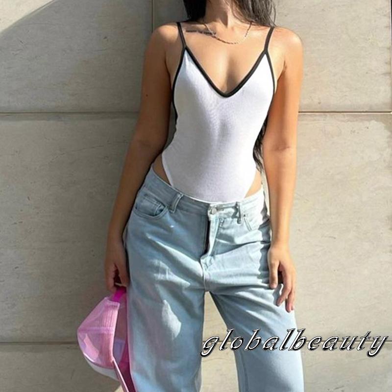 Áo Liền Quần Ngắn Hai Dây Hở Lưng Cổ Chữ V Màu Sắc Dành Cho Nữ