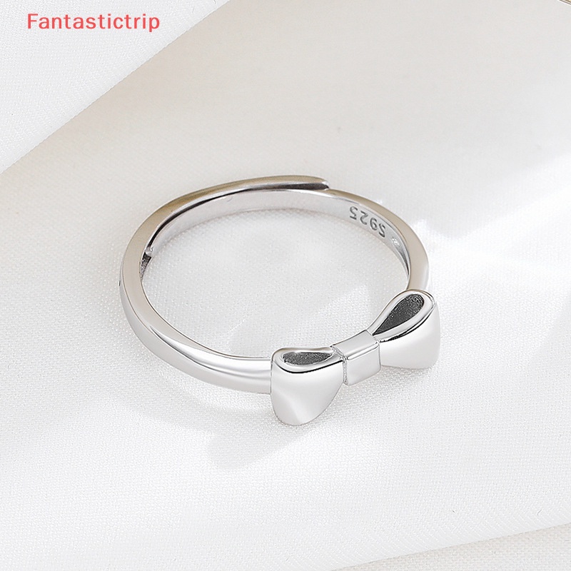 [Fantastictrip] Nhẫn Bạc Họa Tiết Nơ Đơn Giản Cá Tính Thời Trang Cao Cấp Có Thể Điều Chỉnh Dành Cho Nữ