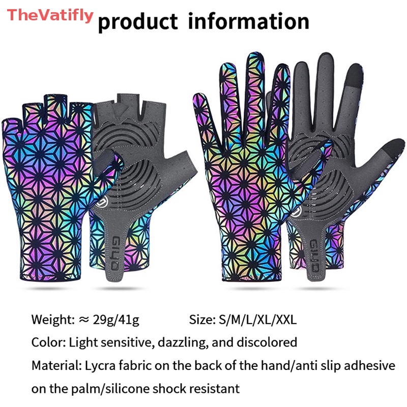 Găng Tay Nửa Ngón Chống Trượt Phản Quang Nhiều Màu Sắc Cho Xe Đạp Leo Núi