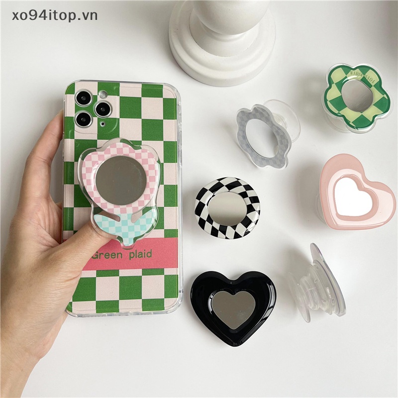 Xoitop Ins Gương Hình Trái Tim Dạng Nhẫn Đeo Ngón Tay Co Giãn Có Thể Gập Lại Ổ Cắm Thông Dụng Hỗ Trợ