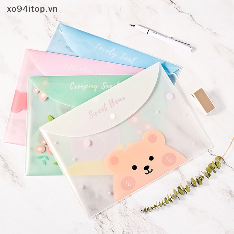 Túi Đựng Tài Liệu Khổ A4 Bằng PVC Trong Suốt Họa Tiết Hoạt Hình Chống Thấm Nước