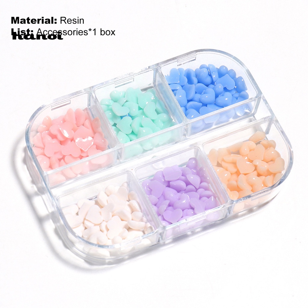 Hộp 6 Ngăn Đựng Phụ Kiện Trang Trí Móng Nghệ Thuật Tạo Hiệu Ứng 3D Thay Đổi Màu Sắc Xinh Xắn Charms