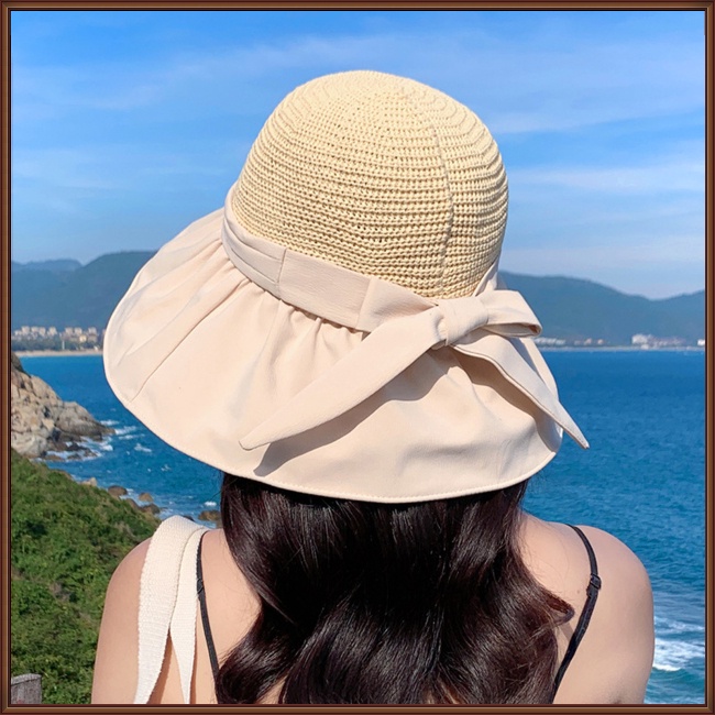 Nón Tai Bèo Rộng Vành Chống Tia Uv Thoáng Khí Đính Nơ Ngọt Ngào Thời Trang Mùa Hè Cho Nữ