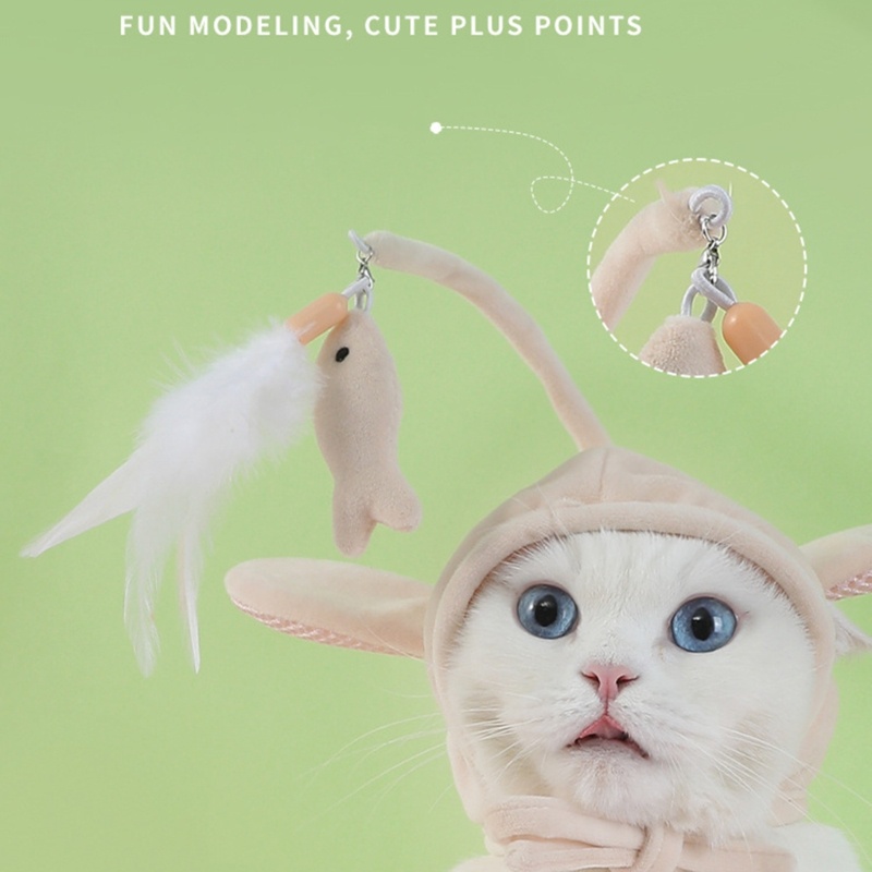 Gậy Trêu Mèo May Mắn Gắn Lông Vũ Có Lỗ Tai Đồ Chơi Huấn Luyện Trong