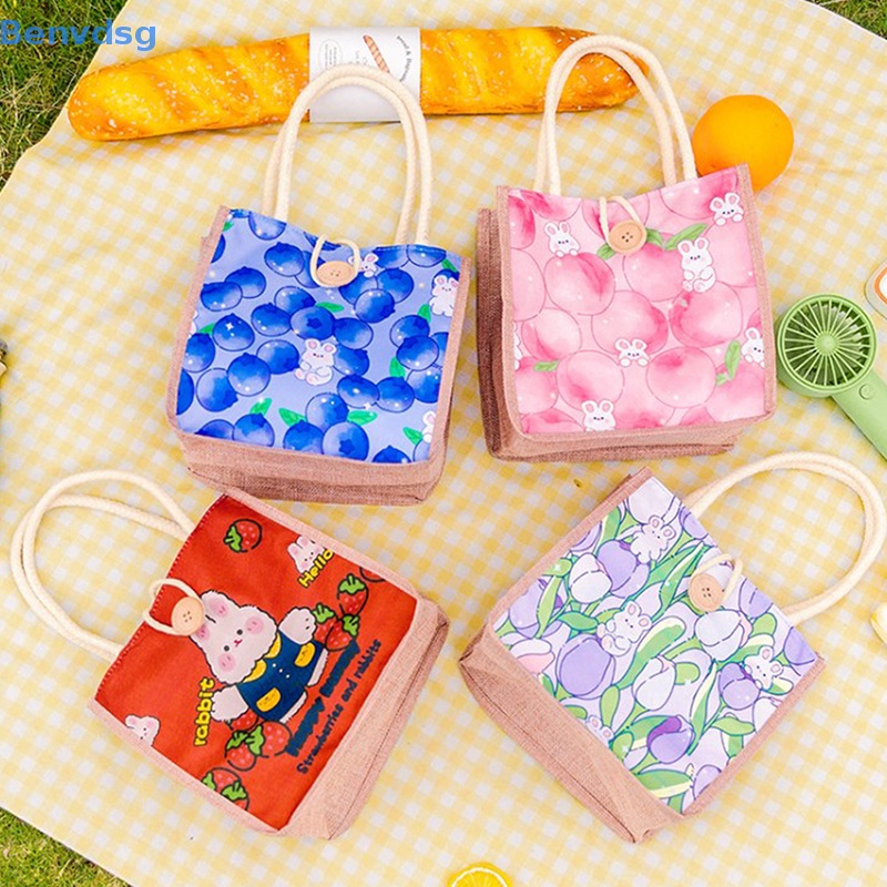 Túi Xách Mua Sắm Vải Canvas In Họa Tiết Hoạt Hình Dễ Thương