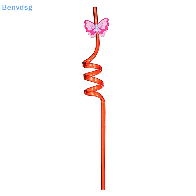 Bộ 8 Ống Hút Nhựa Hình Bướm Hoạt Hình Tái Sử Dụng Được DIY