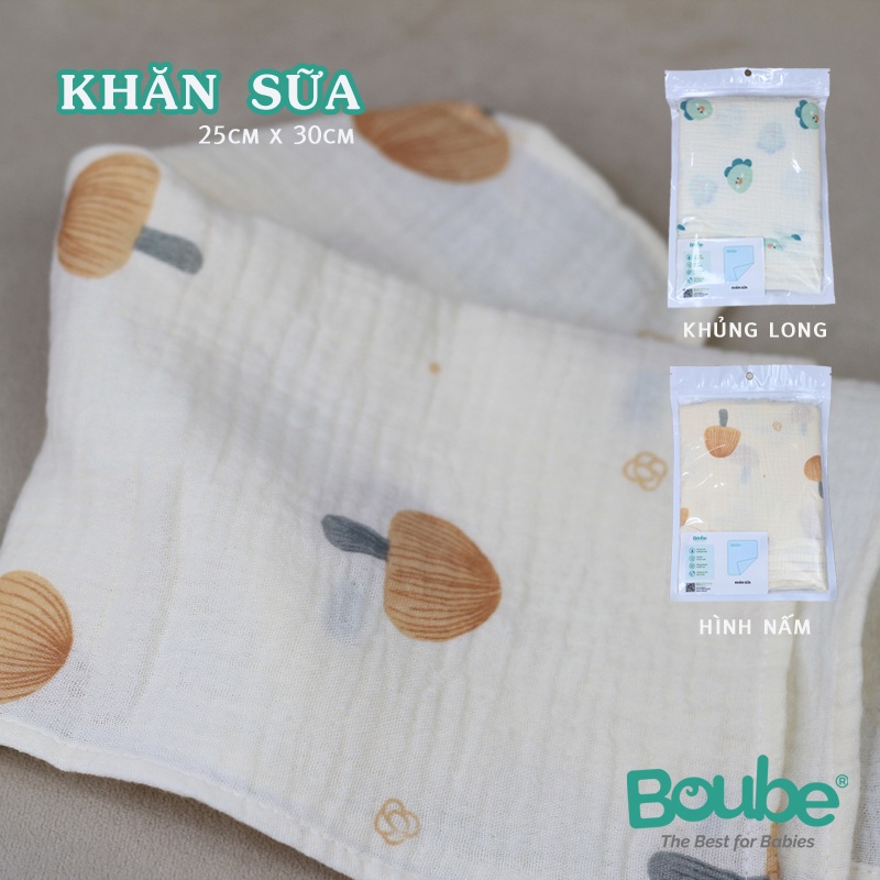 Khăn sữa, khăn xô họa tiết dễ thương cho trẻ sơ sinh và trẻ nhỏ Boube - Chất liệu cotton tự nhiên, mềm mại, hút ẩm tốt