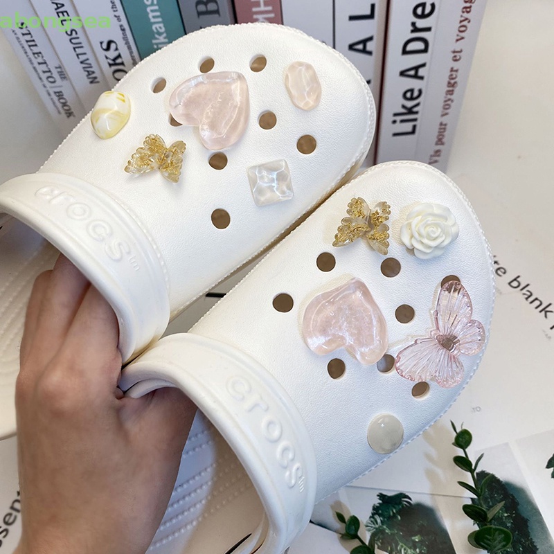 Abongsea Phụ Kiện Trang Trí Xăng đan Họa Tiết Bướm Trái Tim Thời Trang DIY