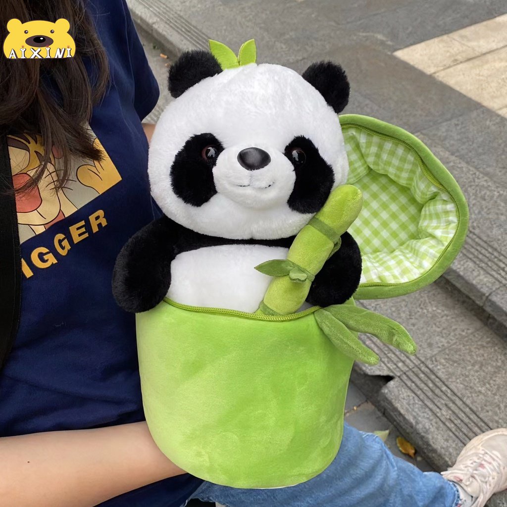 🌟2 Trong 1🌟 Ống tre mềm dễ Gấu trúc Gấu Bông Gối Ôm Gấu Trúc Panda Nhồi Bông Gấu trúc Plushie