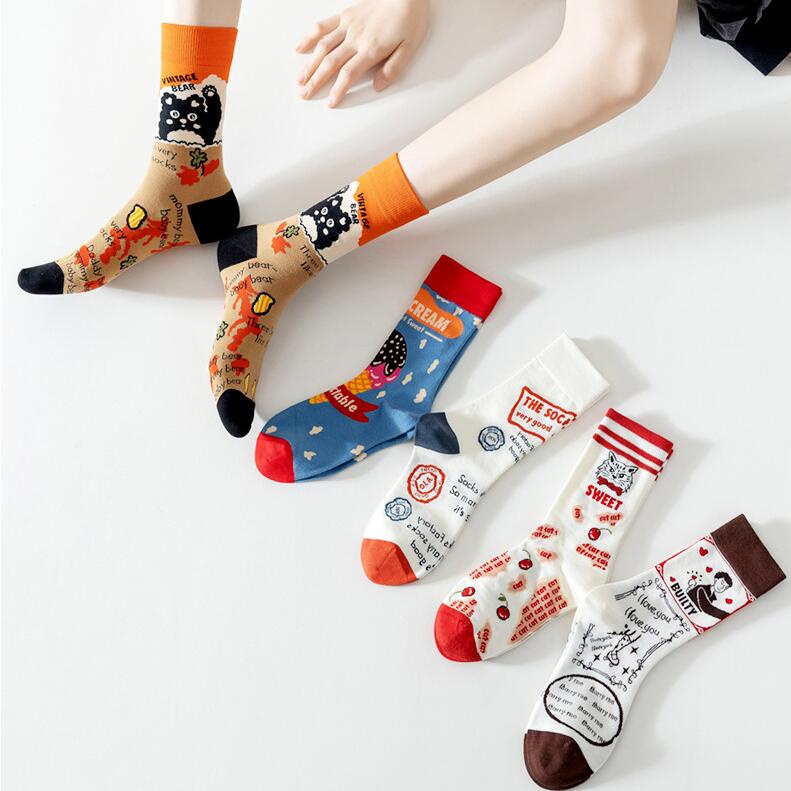 Vớ Cổ Vừa In Họa Tiết Tranh Sơn Dầu Phong Cách Đường Phố Vintage Thời Trang Cho Nam Và Nữ