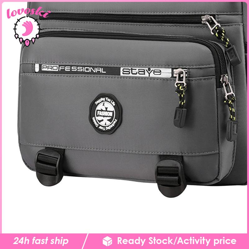 Túi Đeo Chéo Vai Có Khóa Kéo Chống Nước Sức Chứa Lớn Màu Đen Dành Cho Nam