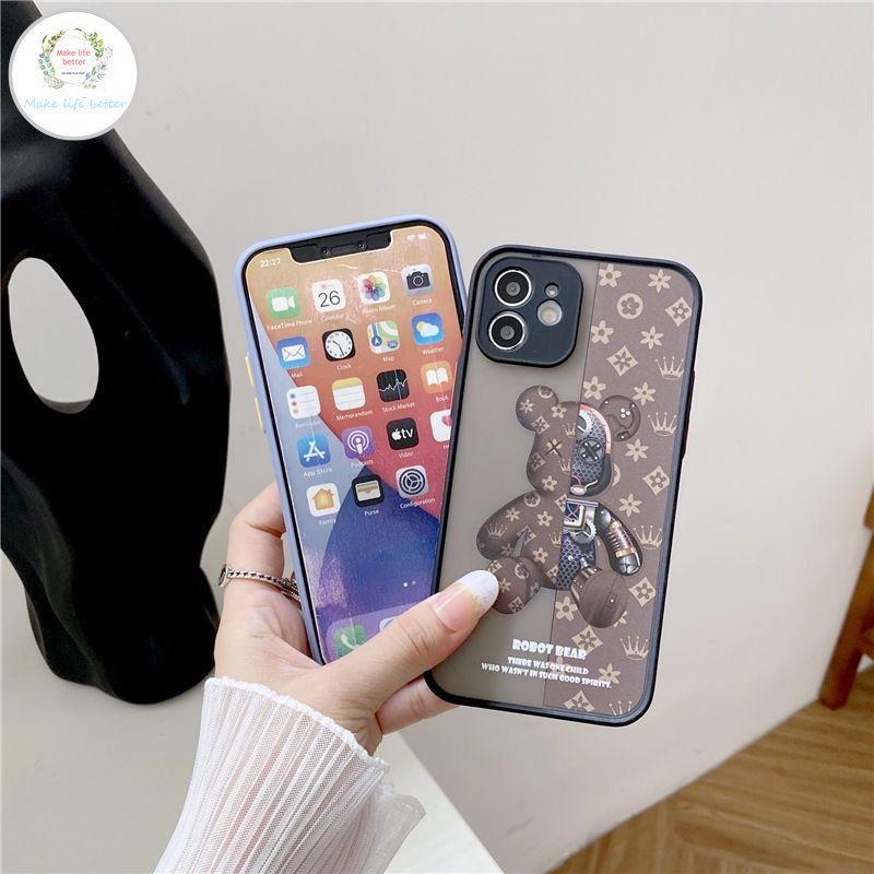 Ốp Điện Thoại Acrylic Hình Gấu Máy Ảnh Cho Iphone 11 12 13 14 Pro MAX 14 PLUS X XS MAX XR