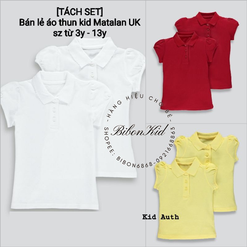 Áo polo girl MATALAN_UK tách set bán lẻ từ 3y đến 13y