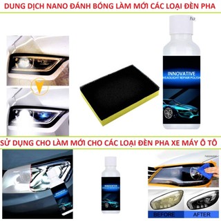 Nano đánh bóng pha đèn ô tô xe máy HOÀNG HIẾU phục hồi và đánh bóng đèn oto-xe máy