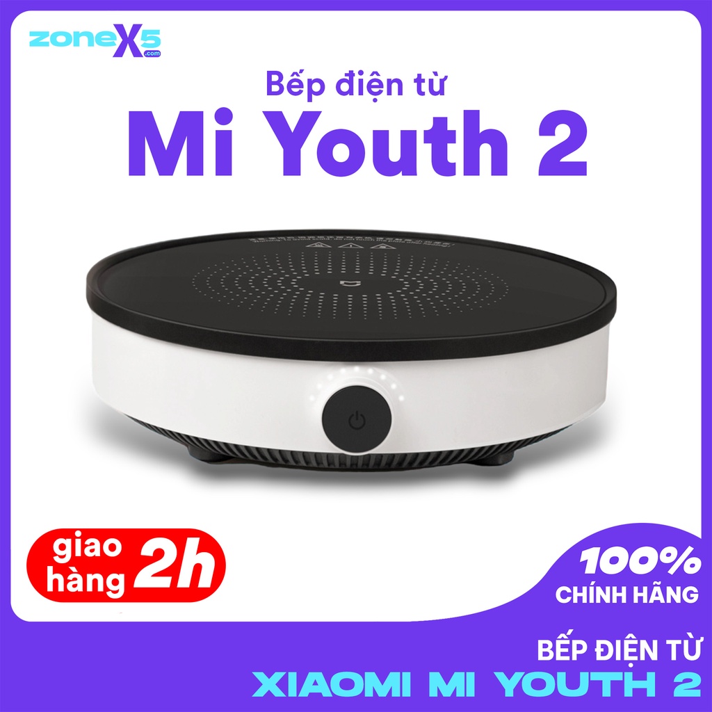 Bếp từ Xiaomi Mijia Youth 2 - Bếp điện từ đơn Xiaomi, công suất 2100W nấu nhanh chóng, núm xoay 9 nấc dễ dàng điều chỉnh