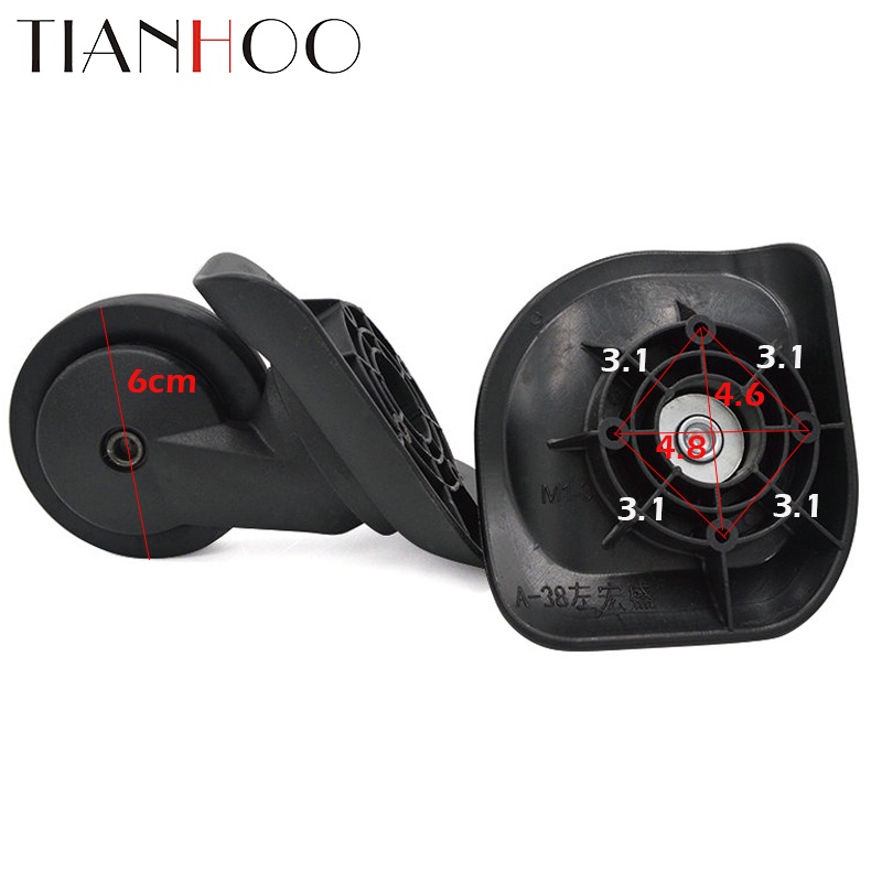 Bánh xe hành lý cho vali tự sửa chữa tay spinner caster thay thế bộ phận màu đen xe đẩy cao su a38-hs