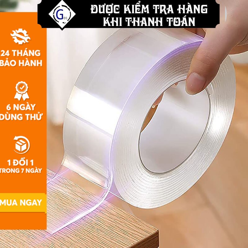 Băng keo nano 2 mặt G01 siêu dính trong suốt, đa năng, tiện dụng, cao cấp, giá rẻ