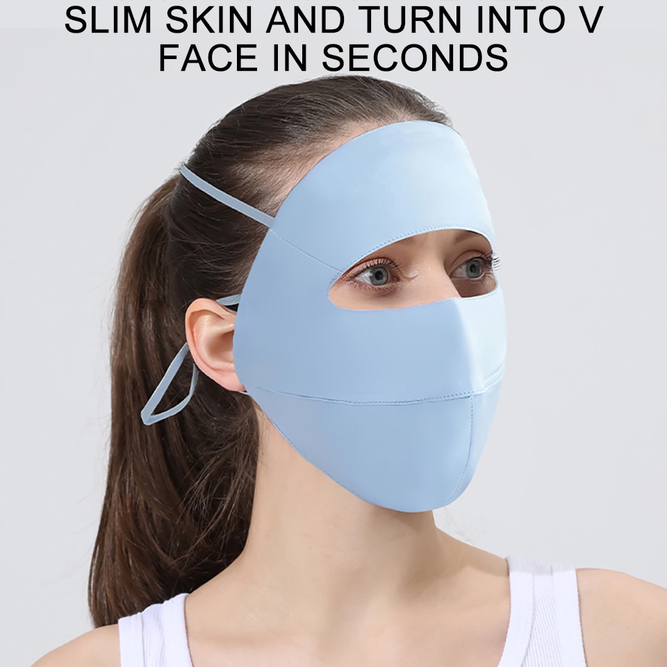 Khẩu Trang Kini Bằng Lụa Lạnh Mỏng Thoáng Khí Chống Tia UV Bảo Vệ Toàn Diện Cho Nữ