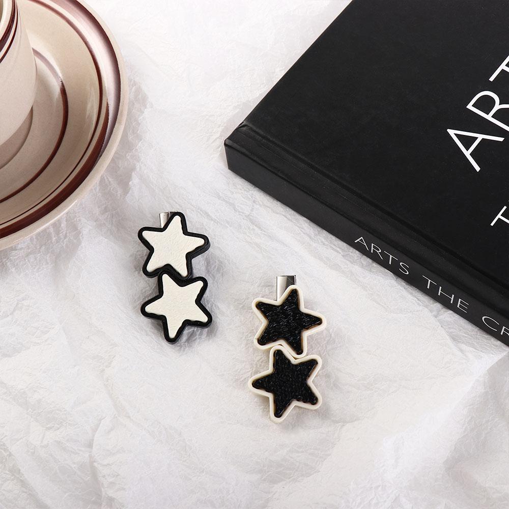 Kẹp Tóc Ngôi Sao Năm Cánh Màu Trắng Đen Phong Cách Harajuku Dễ Thương Cho Nữ