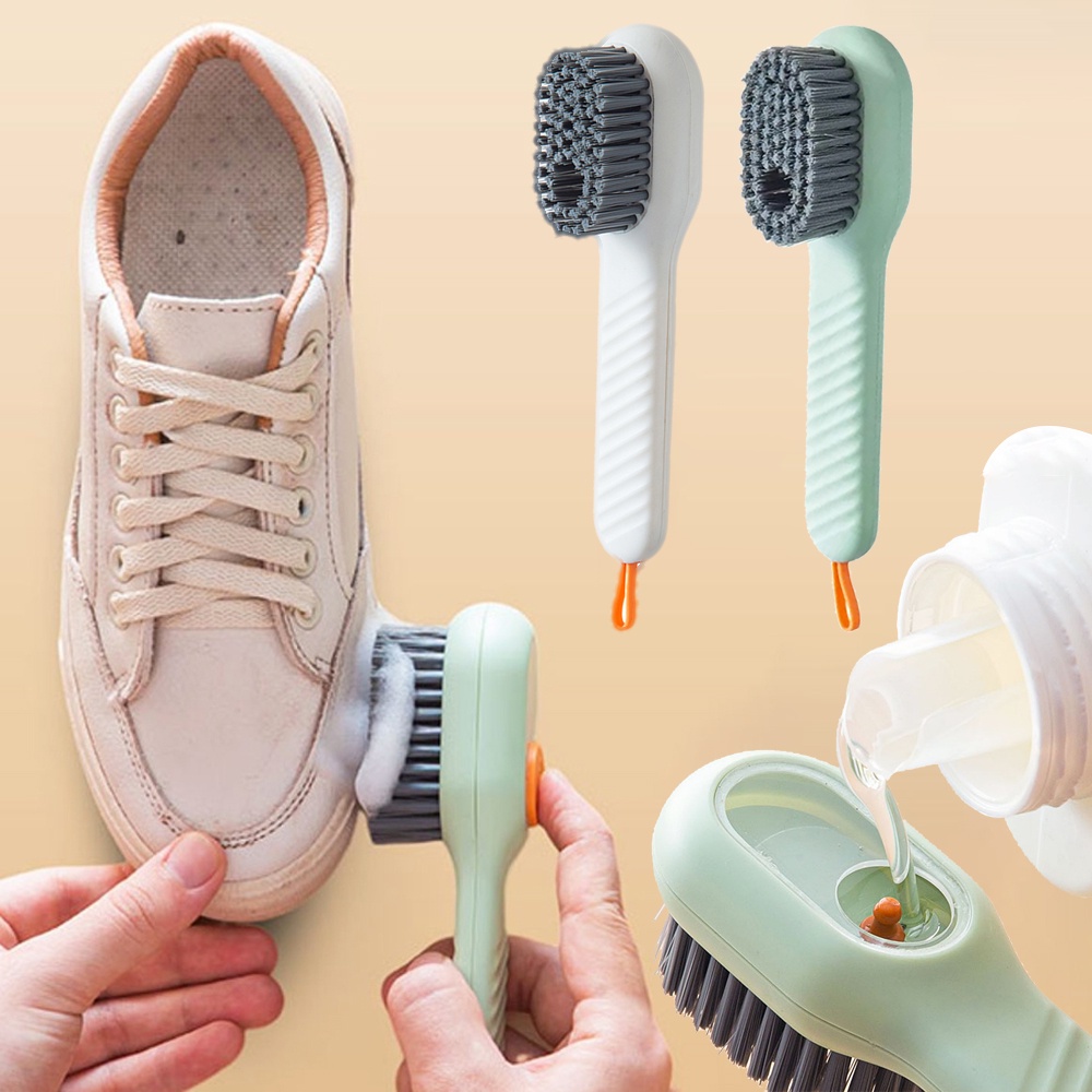 Bàn chải làm sạch Oft Bristled Liquid Shoe Brush Làm sạch Tay cầm dài Giày Quần áo Bàn chải quần áo Dụng cụ làm sạch gia đình