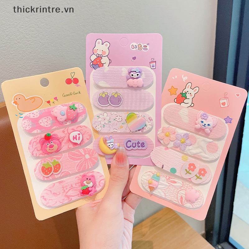 Bộ 4 Kẹp Tóc Họa Tiết Hoạt Hình Dễ Thương Cho Bé Gái