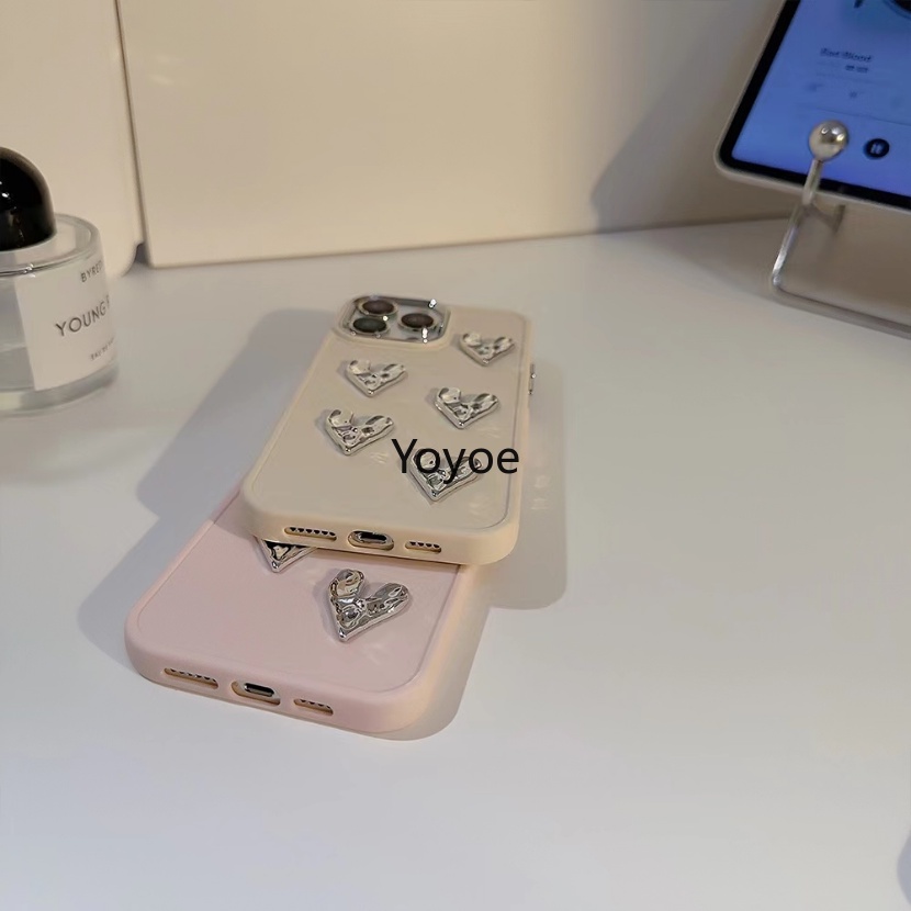 Ốp Điện Thoại Silicon Mềm Chống Sốc Họa Tiết Trái Tim 3D Cho iPhone 14 13 12 11 Pro Max 14 Plus 7 8 Plus X XR XS Max