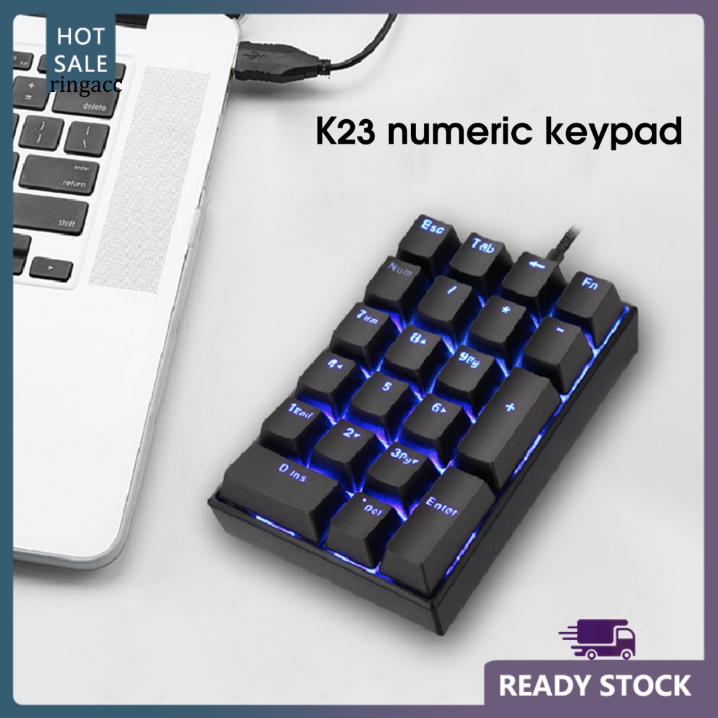 Bàn Phím Cơ Mini RGA K23 21 Phím Có Dây USB Loại C Màu Xanh Dương Dùng Tại Nhà