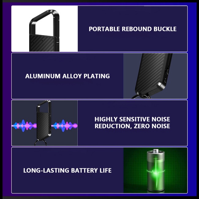 Bút Ghi Âm Giọng Nói Giảm Tiếng Ồn Thiết Kế Nhỏ Gọn Có Móc Treo Chìa Khóa Tiện Dụng