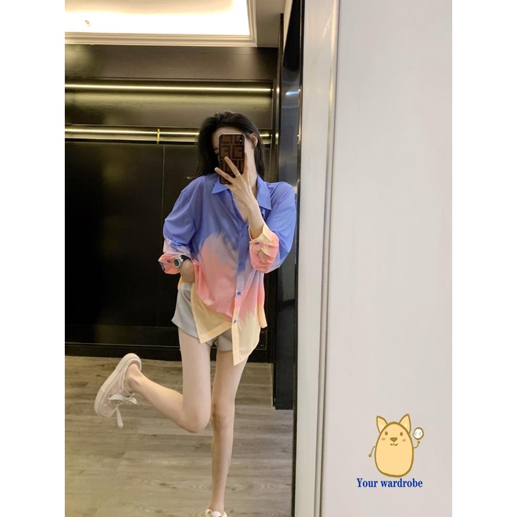 Áo Sơ Mi Chống Nắng Tay Dài Dáng Rộng Màu Gradient Phong Cách Thời Trang Mới 2023