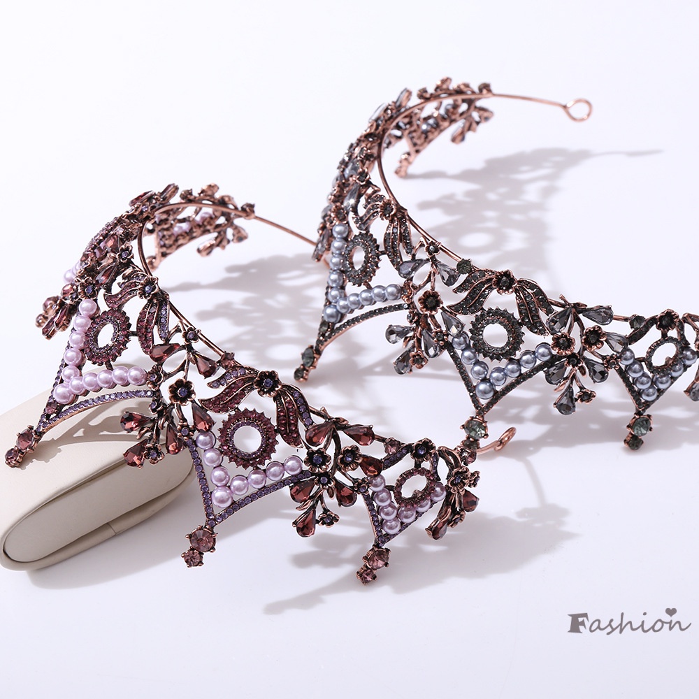 Cài Tóc Hình Vương Miện Đen Cho Cô Dâu