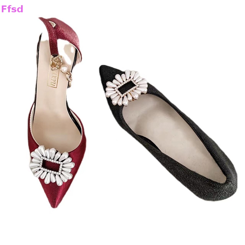 {Ffsd} Phụ Kiện Kẹp Khóa Vuông Đính Đá Trang Trí Giày Cao Gót Cho Cô Dâu Ngày Cưới * Bán Chạy